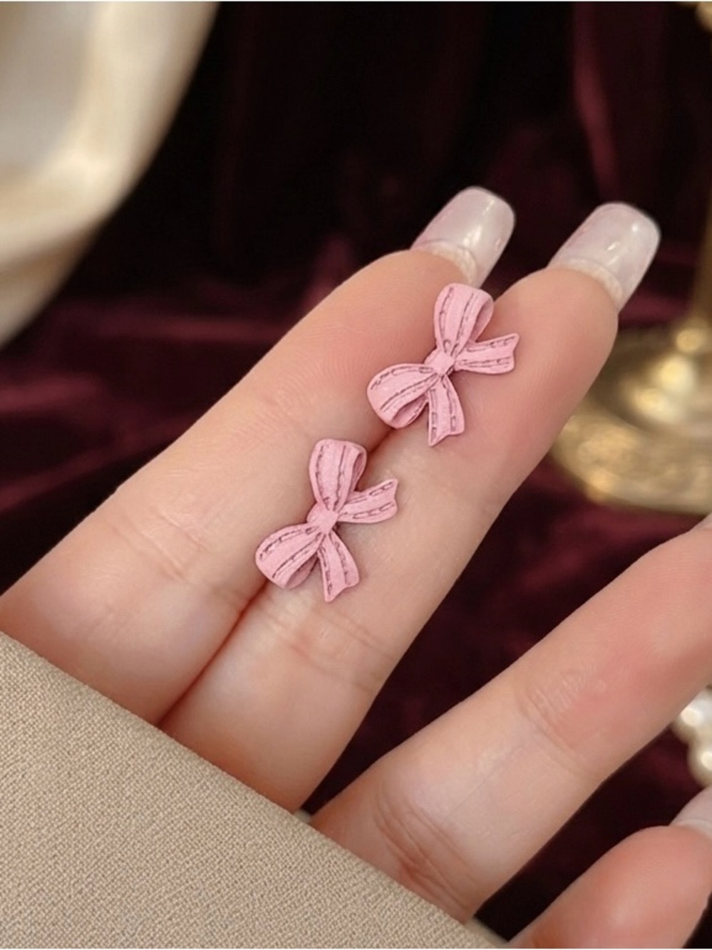 Pink Bow Stud Earrings - 3 for $10